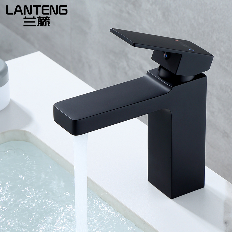 兰藤黄铜单孔冷热洗面盆水龙头