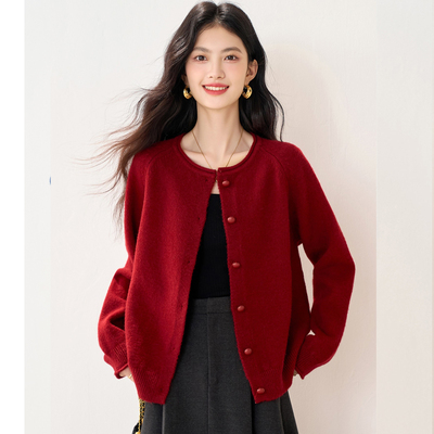 针织短款毛衣开衫外套女秋冬加厚