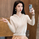 小个子短款 高腰薄款 毛衣打底衫 女春季 洋气卡腰上衣连帽卫衣 针织衫