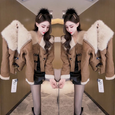 秋冬新款时尚加绒加厚气质外套女