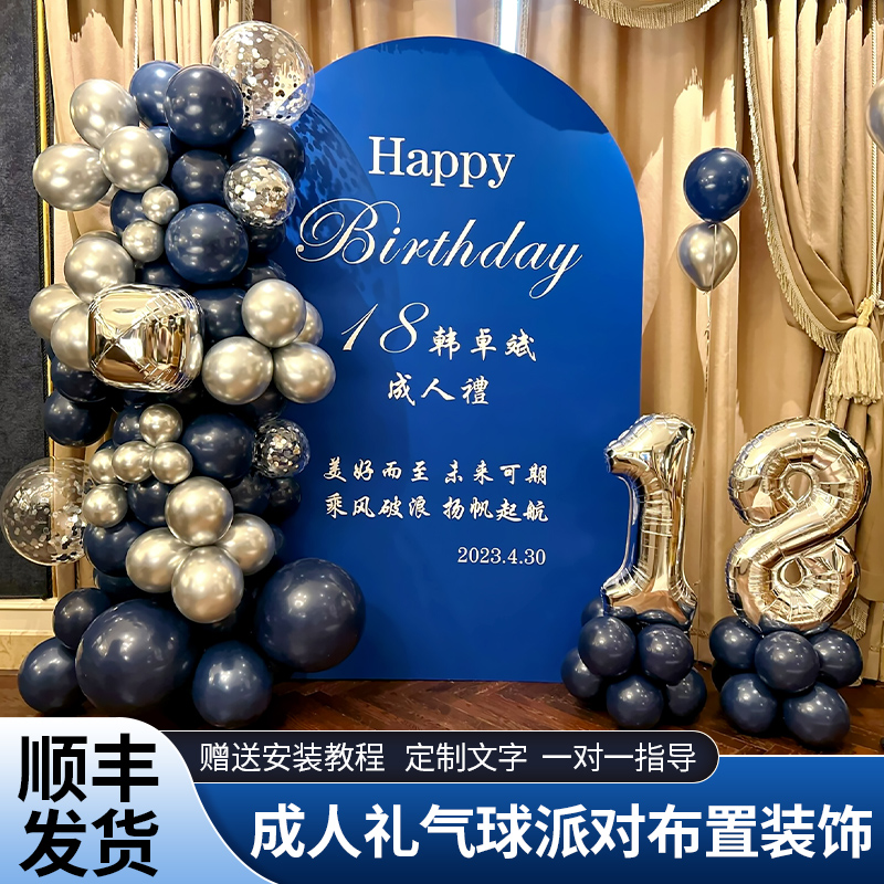 18岁成人礼升学宴生日布置气球装饰场景男女孩主题派对kt板背景墙