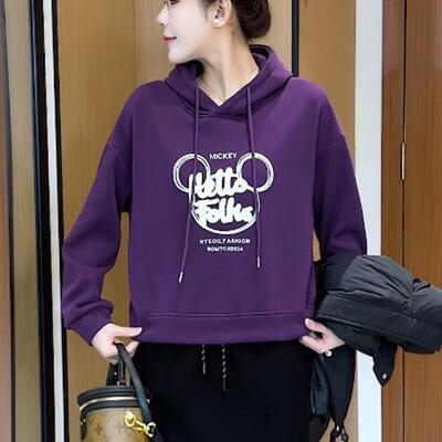 小个子休闲连帽卫衣女2025春秋新款字母印花帽衫气质减龄短款上衣