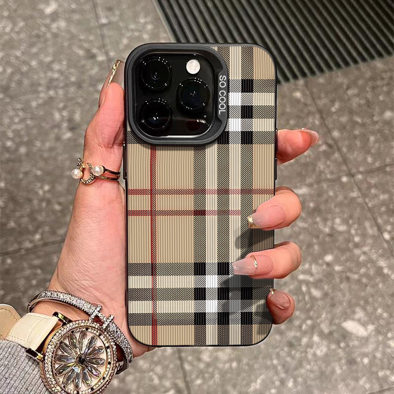 适用于苹果17promax手机壳新款条纹格子iphone16pro高级感全包防摔保护套15网红简约复古创意个性欧美风外壳