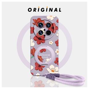 【复古扶桑花】适用华为mate80pro手机壳新款mate70Air镜头全包防摔创意高级感ProMax液态硅胶小众60情侣女外