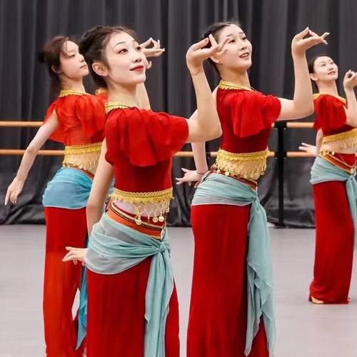 雅韵霓裳敦煌舞蹈服嘎嘎灵同款儿童古典舞演出服异域风中国舞女童