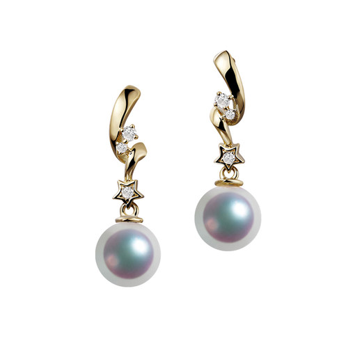 HIVENGI日本天然珍珠耳钉18K金