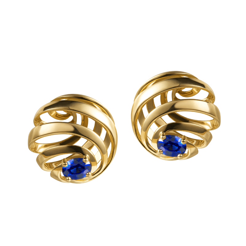 海梵纪珠宝天然皇家耳钉黄金彩色