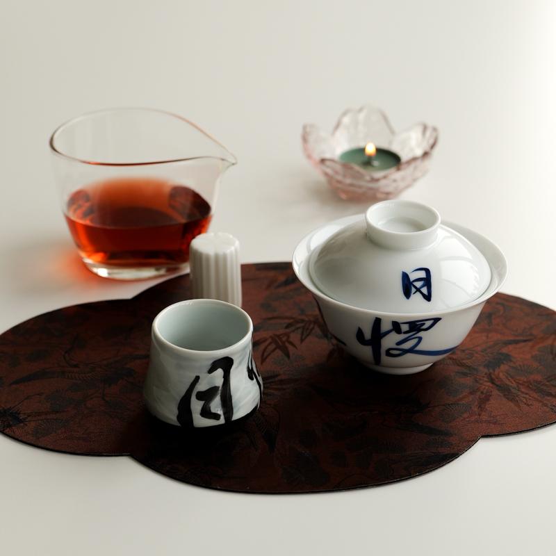 无聊茶友 茶器美搭集29 |且慢| 手写二才盖碗茶杯 中式粉引茶具