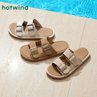 热风勃肯拖鞋女款2025年夏季新款软底百搭休闲凉拖外穿一字拖女鞋