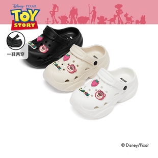 【迪士尼系列】热风草莓熊洞洞鞋女2025年夏季新款厚底外穿拖鞋女