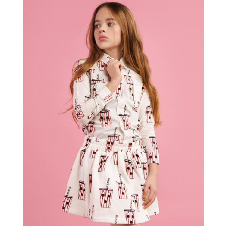 lenias LN家 17AW 有机棉 可乐杯印花 女童 短裙半裙