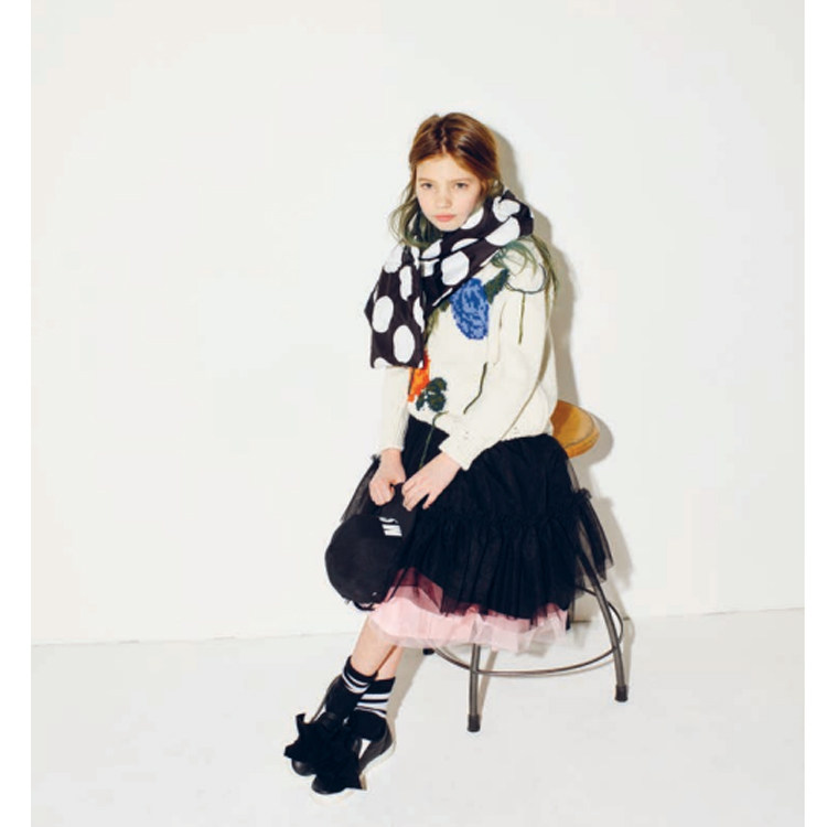 lenias LN家 MSGM 17秋冬 藏青色 薄纱 长款蓬蓬半裙 公主裙