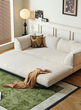 2025年新款牛角包客厅沙发床两用榻榻米双人可以长期睡小户型拉床