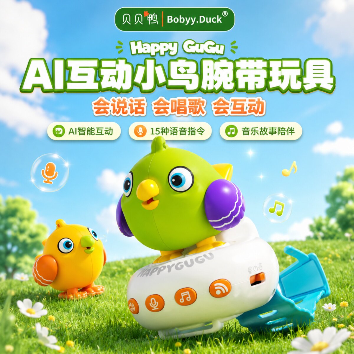 贝贝鸭儿童智能AI对话手表玩具