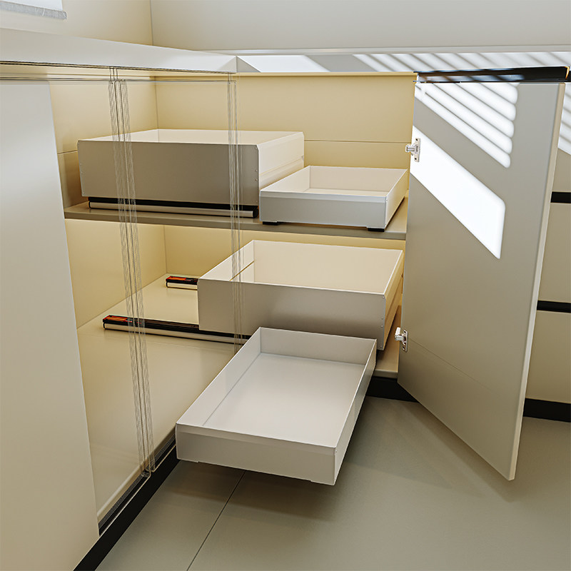 厨房转角拉篮橱柜储物盒拐角深柜收纳篮柜内改造抽屉式分层置物架,家装主材,拉篮,淘宝优惠券,粉丝福利购,淘宝优惠卷