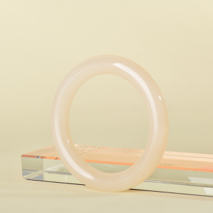 凤飞凰56.5mm和田玉藕粉手镯女款 玉石镯子送女朋友礼物D 玉镯正品