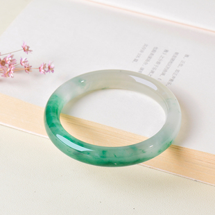 凤飞凰62.7mm非洲翠独龙玉飘绿手镯冰种玉镯子女款玉镯妈妈镯0479