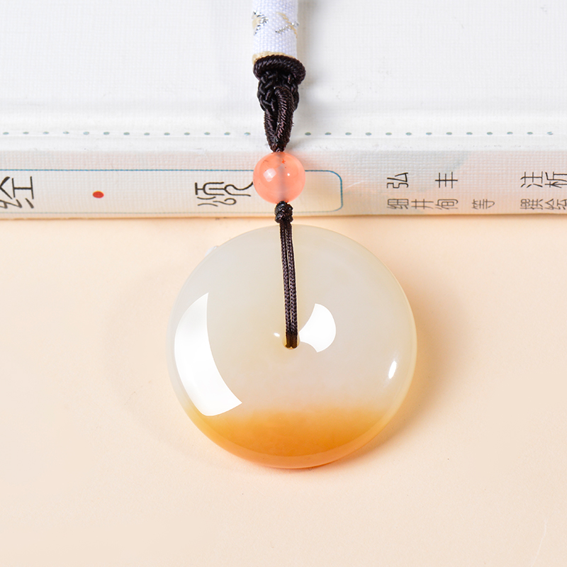 凤飞凰天然和田玉平安扣吊坠