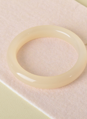 凤飞凰56.7mm和田玉藕粉手镯女款玉镯玉石镯子宽镯女生节日礼物D