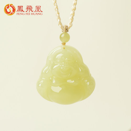 凤飞凰和田玉黄玉佛公吊坠女款