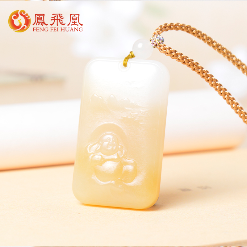 凤飞凰和田玉糖白玉佛像吊坠女款天然玉石项链佛公挂件玉佛牌女生