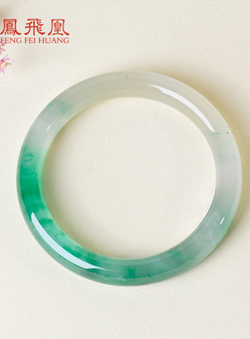 凤飞凰62.7mm独龙玉高冰飘绿手镯女款玉镯天然玉石镯子女士0479