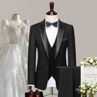 新郎高定婚礼西服套装男塔士多宴会司仪合唱团西装艺考礼服戗驳领