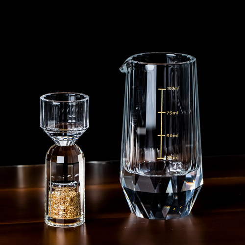轻奢水晶玻璃刻度白酒分酒杯