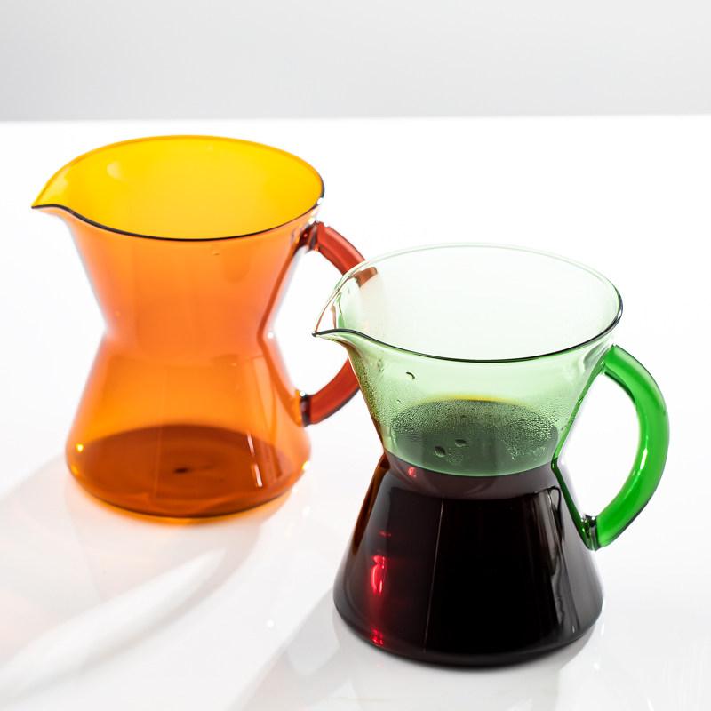 日式彩色玻璃一人份手冲咖啡壶不锈钢咖啡滤杯咖啡壶套装小咖啡壶