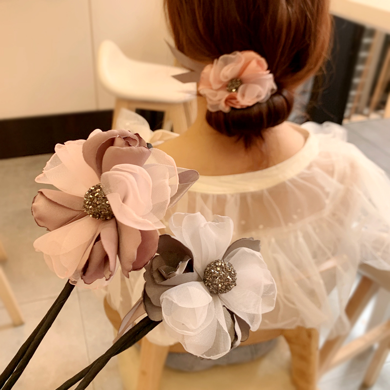韩版花朵盘发器丸子头发饰花苞头马尾扣扎头发饰品造型器头饰发卡