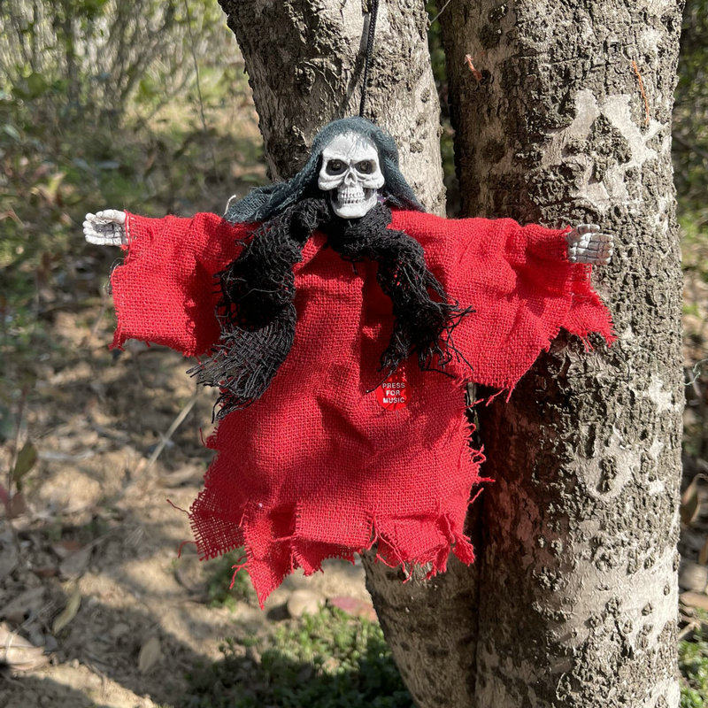 恐怖骷髅幽灵发光叫声挂饰鬼屋酒吧装饰密室逃脱万圣节吓人吊鬼