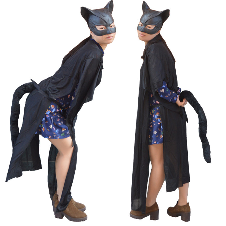 할로윈 파티 파티 마스크 검은 고양이 얼굴 마스크 고양이 헤드 기어 CATWOMAN 마스크 검은 고양이 꼬리 옷