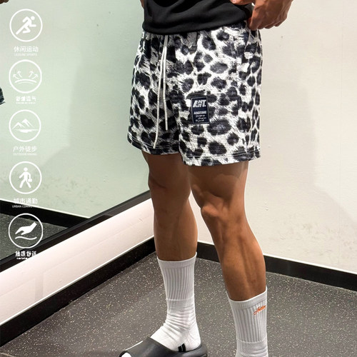andtime动物主题豹纹短裤