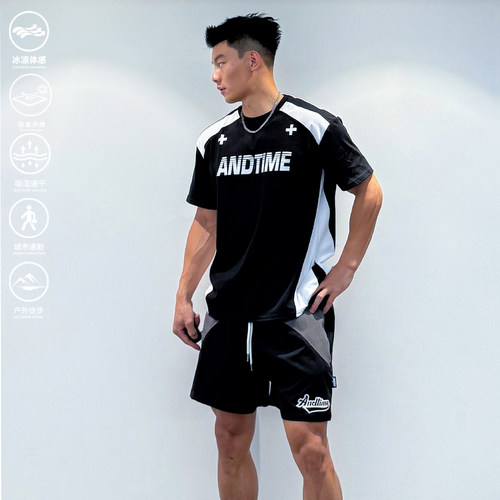 andtime美式凉感拼接短袖