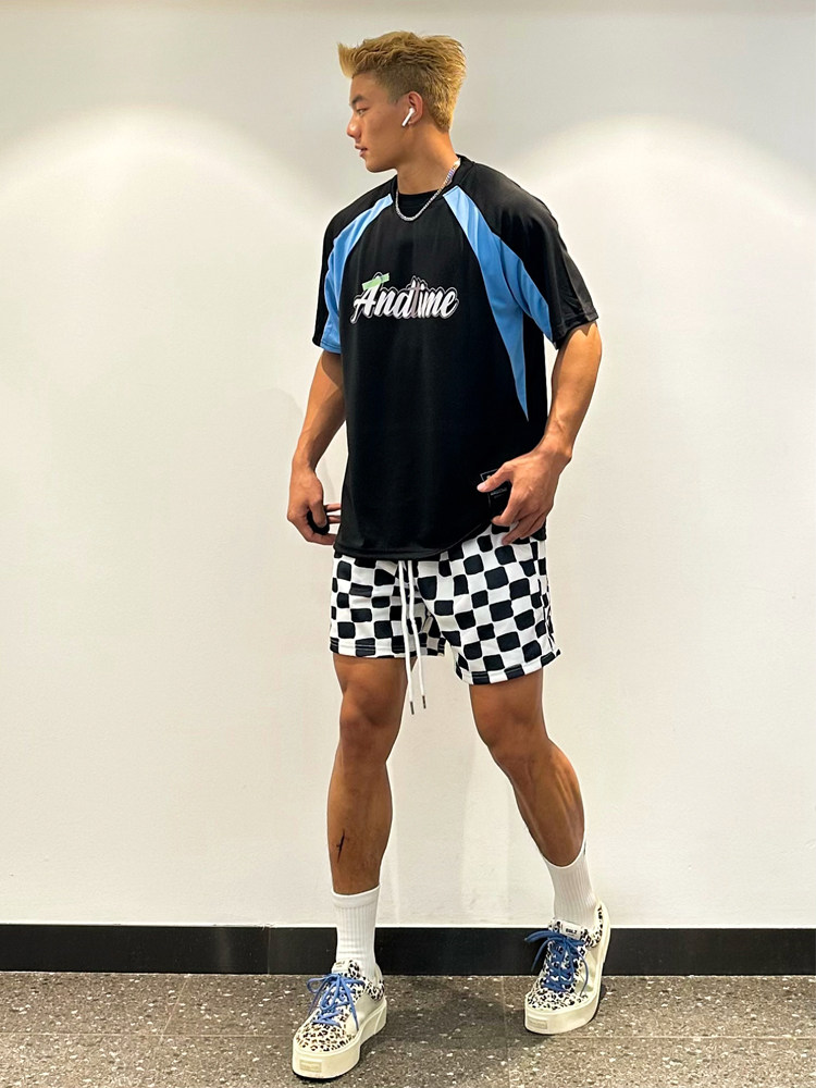 andtime复古赛车服短袖实战速干国潮牌潮流夏季运动凉感半袖t恤男