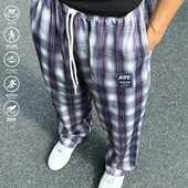 阔腿裤 andtime格子裤 黑白户外直筒宽松痞帅百搭运动休闲长裤 秋冬