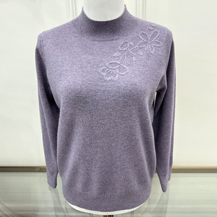 半高领羊绒衫女款2025新款红色毛衣妈妈秋冬季金企秋菊针织羊毛衫