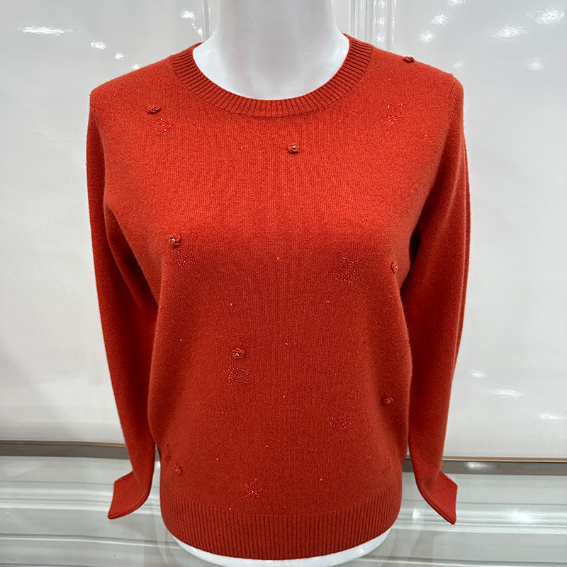 妈妈毛衣女秋冬季开开秋菊羊毛衫