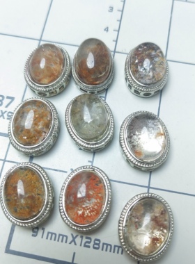 天然水晶幽灵多宝盒子镶嵌托钛钢银配件手串配件新年礼物创意手链