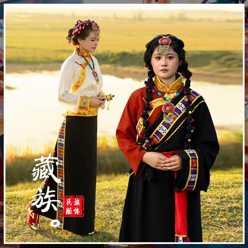 藏族女藏式裹裙舞蹈演出服