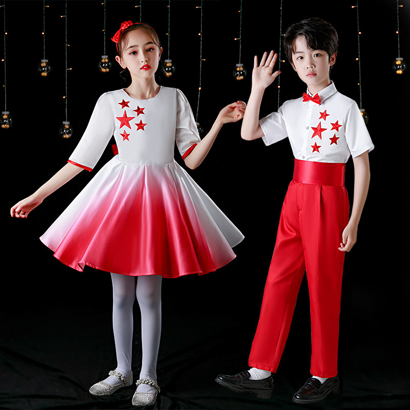 幼儿园园服夏新款男女童装五角星蓬蓬纱裙六一合唱演出服学生班服