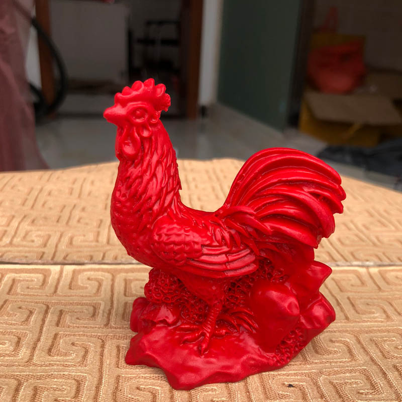 台湾原色朱砂金鸡报晓摆件大公鸡家居装饰送证书