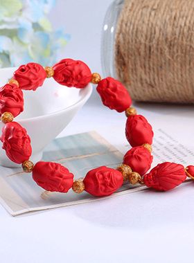 台湾原色帝王红十八罗汉证书手链