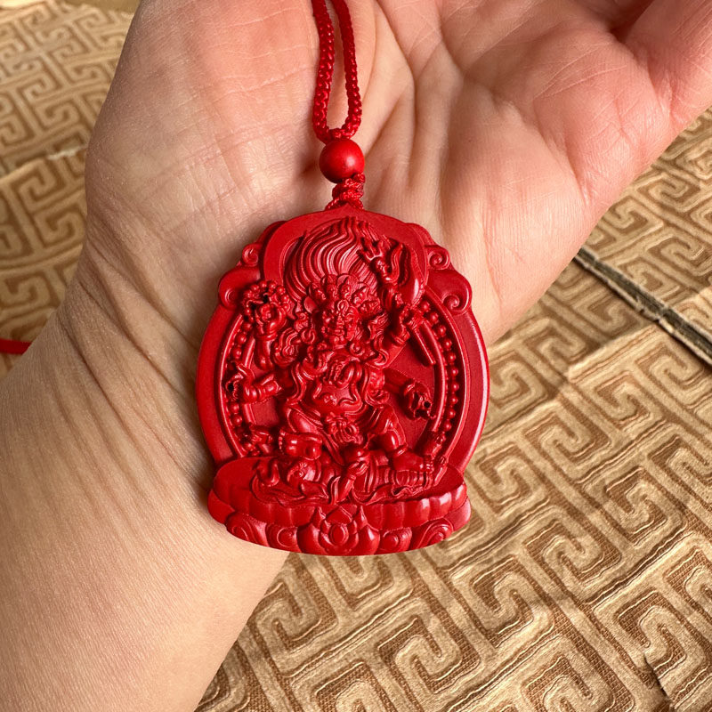 嫣芝美玉男女朱砂大黑天财神项链