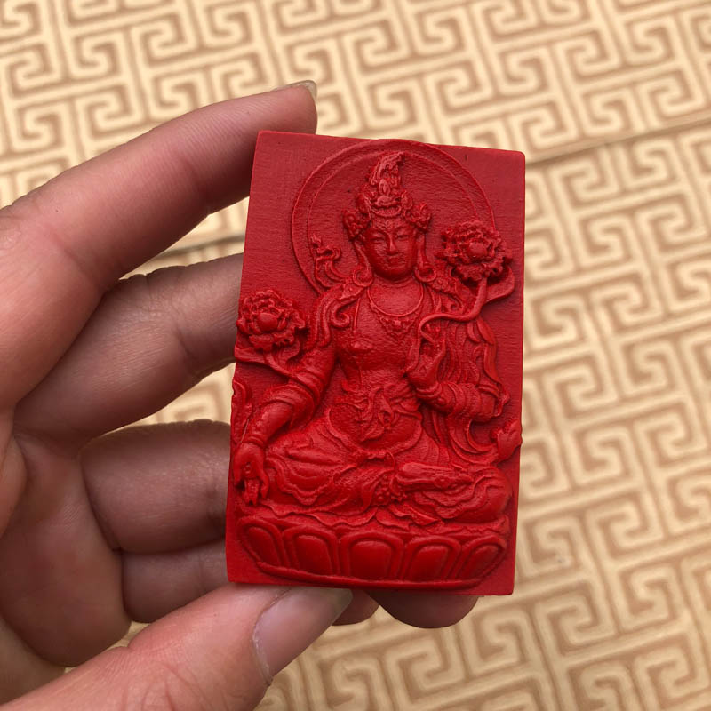 莲花观音钥匙扣台湾朱砂中国红本命年男女吊坠送证书