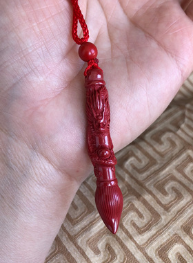 文昌笔吊坠台湾原矿朱砂龙头文昌笔挂件儿童学生项链男女钥匙扣