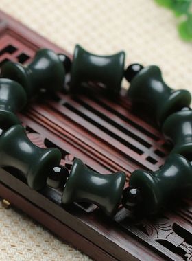 天然和田玉佛珠手链送证书