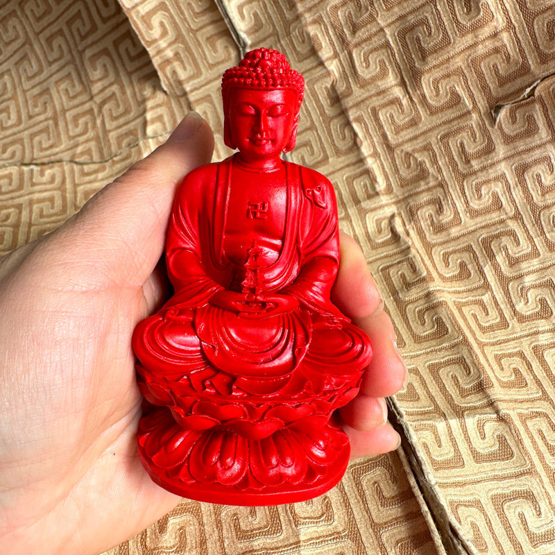 宝塔佛摆件红朱砂如来佛祖客厅家居装饰用品释迦摩尼车载玉佛佛像