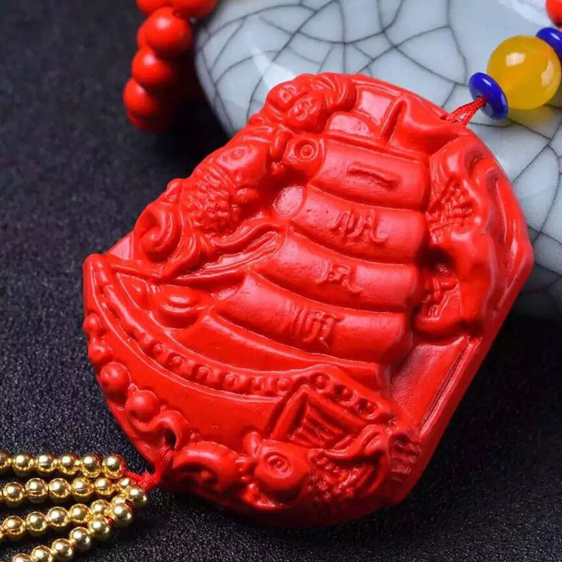 一帆风顺吊坠台湾原色朱砂帝王红男女项链送证书