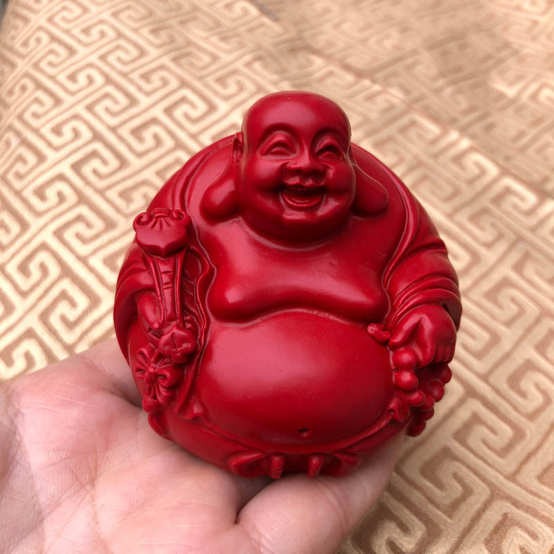 帝王红如意赐福朱砂大肚佛摆件